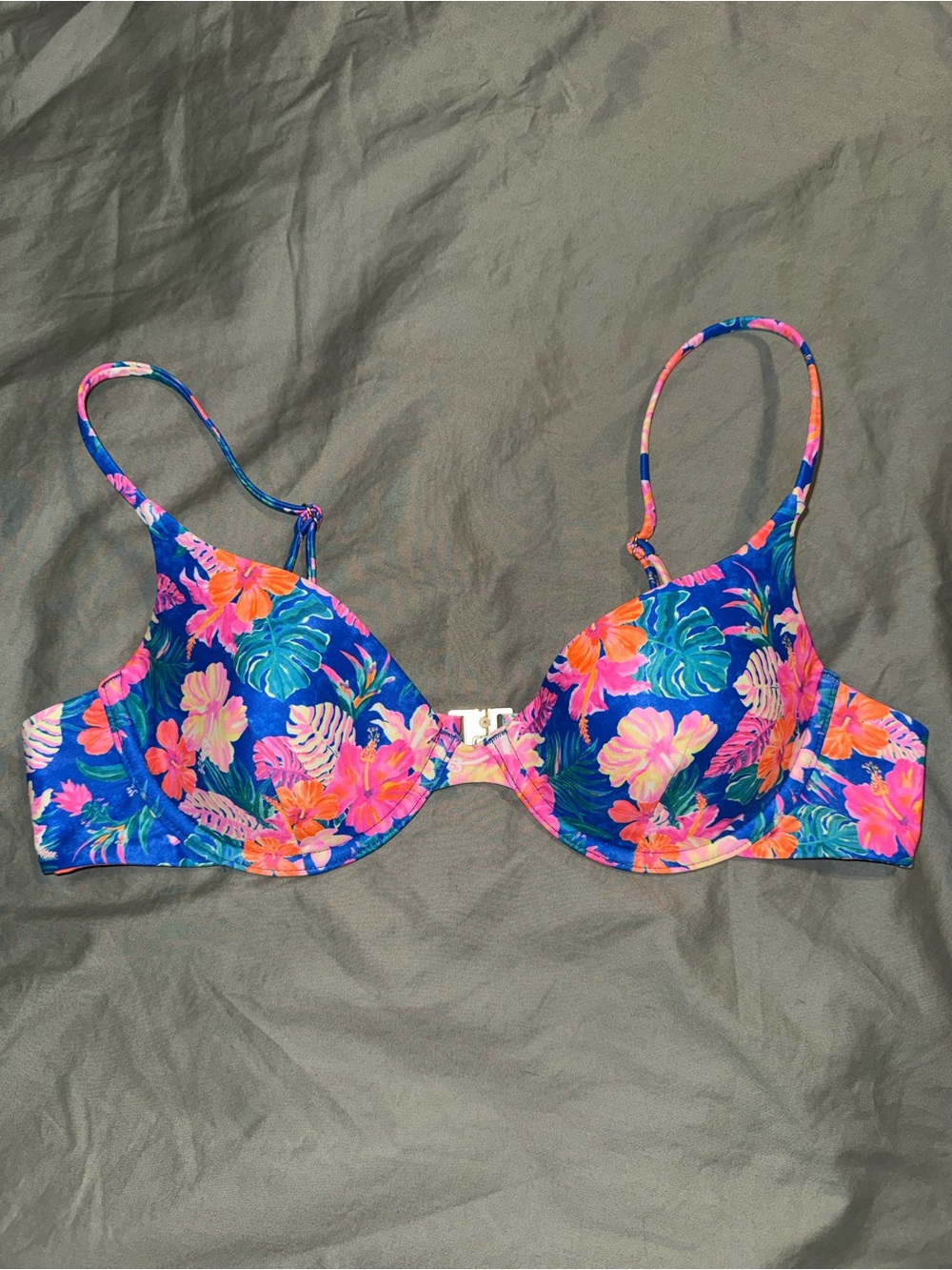 Kulani Kinis Floral Electric Palms Underwire Bralette Bikini Top - size xl - Picture 4 of 10